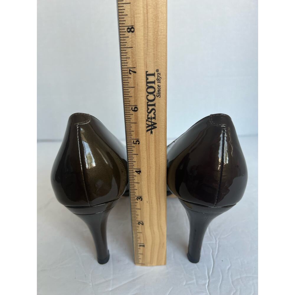NWOT COLE HAAN CARMA Bronze Patent Leather Peep Toe Air Heels Pump Shoes Size 9B - Picture 8 of 11
